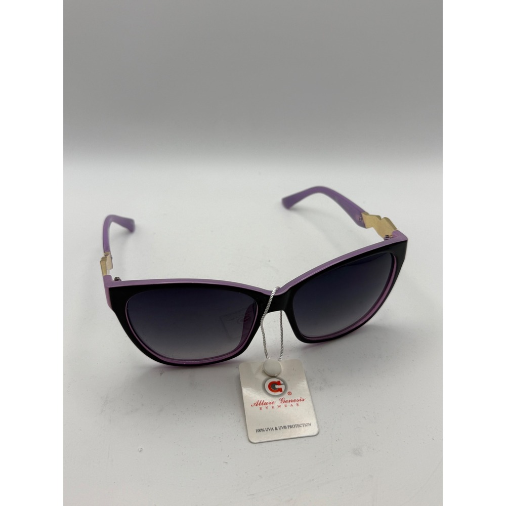 Allure Genesis Womens Purple Black Cat Eye‎ Sunglasses Gold Geometric UV400 NEW